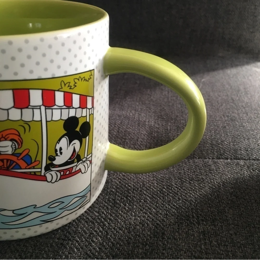 Disney Characters Mug White Lime Green 15 oz